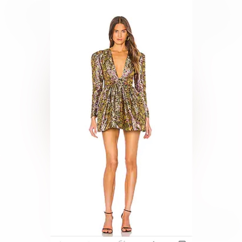 NBD Danjelica Mini Dress in Gold and Magenta, Size: XS - Picture 1 of 12